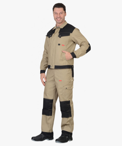 Куртка СИРИУС-ВЕСТ-ВОРК бежевый с черным пл. 275 г/кв.м