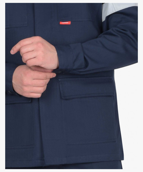 Костюм СИРИУС-СУРГУТ-РОСС куртка, п/к, антистат. МВО, синий с васильковым и СОП