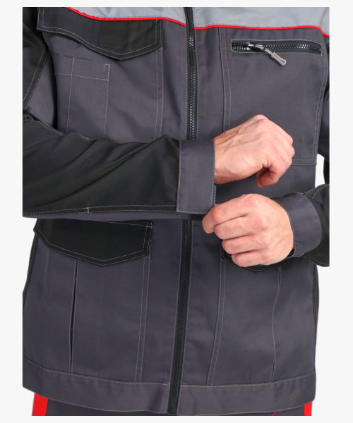 Костюм ProfLineBase-2 (тк. Твил, 210) полукомбинезон, т.серый/черный/красный