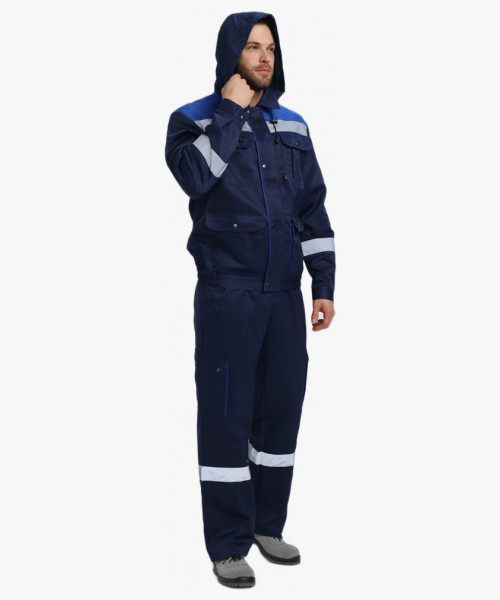 Костюм Нейч-2 СОП с капюшоном К. (тк.Смесовая,210) п/к, т.синий/васильковый