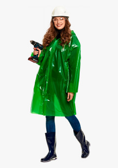 Плащ-дождевик СИРИУС-ПРОФИ на липучке ПВД 45 мкр. пропаянные швы, зеленый