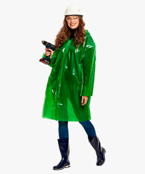 Плащ-дождевик СИРИУС-ПРОФИ на липучке ПВД 45 мкр. пропаянные швы, зеленый