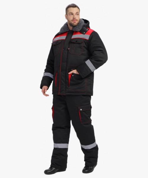 Костюм зимний Нейч-Премиум СОП К. (тк.Смесовая,240) п/к, черный/красный