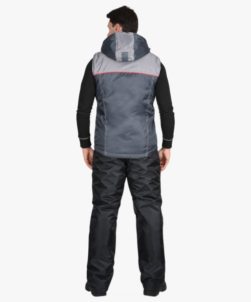 Жилет СИРИУС-ФАВОРИТ с капюшоном темно-серый с серым