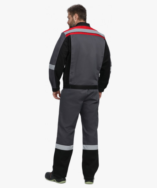 Костюм Виват-1 Премиум IMP (тк.Смесовая,240) брюки, т.серый/черный/красный