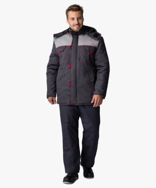 Куртка зимняя Фаворит (тк.Смесовая,240), т.серый/св.серый/красный