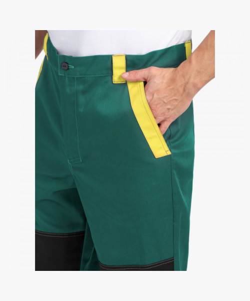 Костюм ProfLineBase-1 (тк.Твил,210) брюки, зеленый/черный/желтый