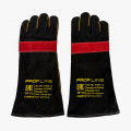 Перчатки (краги) спилковые усиленные термозащитные ProfLineLeader, черный/красный