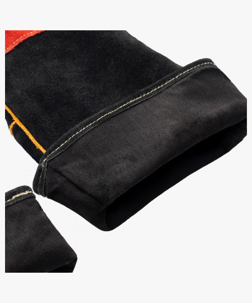 Перчатки (краги) спилковые усиленные термозащитные ProfLineLeader, черный/красный