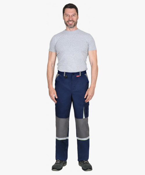 Брюки СИРИУС-СТАН синие со средне-серым и лимонной отделкой