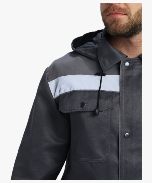 Костюм Нейч-2 СОП с капюшоном (тк.Смесовая,210) п/к, т.серый/св.серый