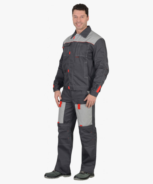 Костюм мужской летний СИРИУС-ФАВОРИТ куртка, п/к, т.серый со св.серым