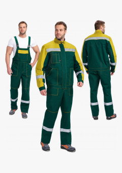 Костюм Бриготек-2 СОП (тк. Смесовая, 260 г/м2) полукомбинезон, зелёный, жёлтый