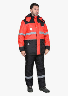 Костюм СИРИУС-НОРД ДВ куртка, п/к, черный с красным и СОП