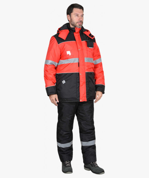 Костюм СИРИУС-НОРД ДВ куртка, п/к, черный с красным и СОП