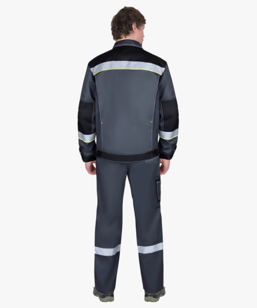 Костюм СИРИУС-ФАВОРИТ куртка, п/к, серый с черным, лимонным кантом и СОП