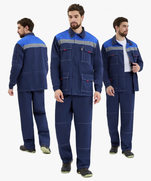 Костюм Техник СОП (тк.Саржа,250) брюки, т.синий/васильковый