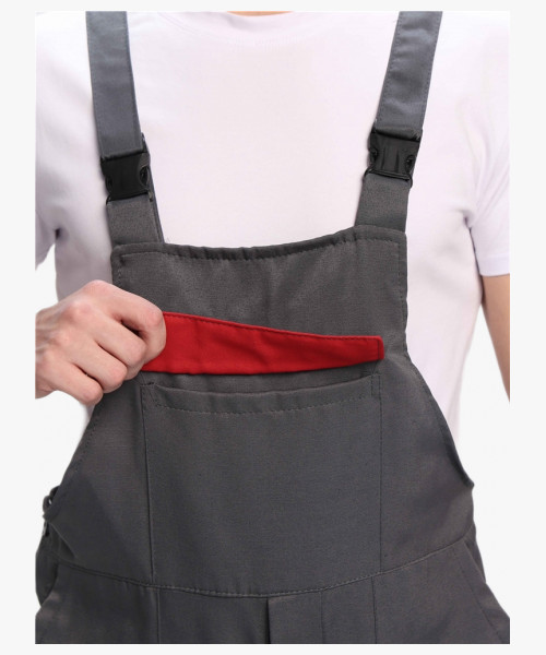 Полукомбинезон для ИТР (тк.Смесовая,210), серый/красный