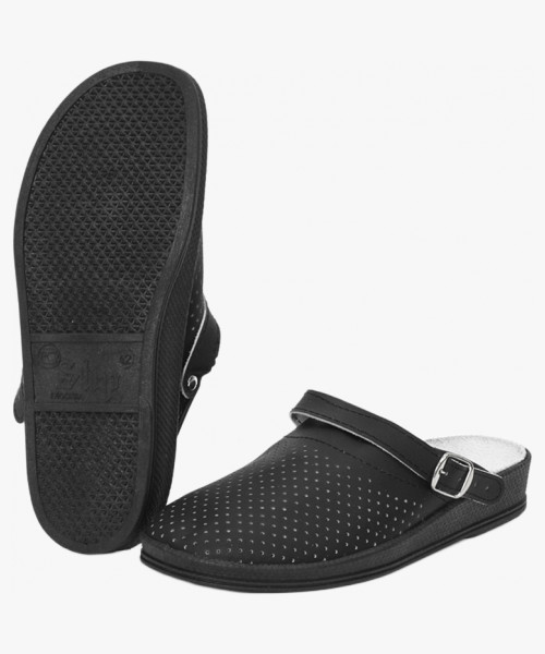 Сабо мужские нат.кожа ПВХ, черный