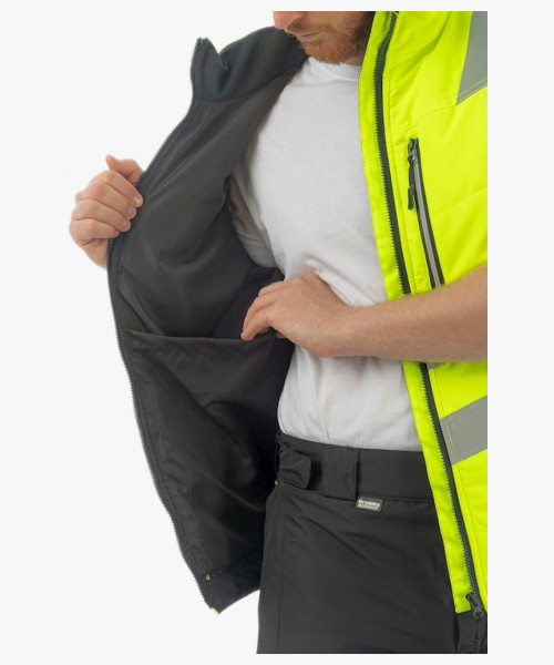 Жилет сигнальный утеплённый Brodeks KW111, цвет жёлтый, чёрный