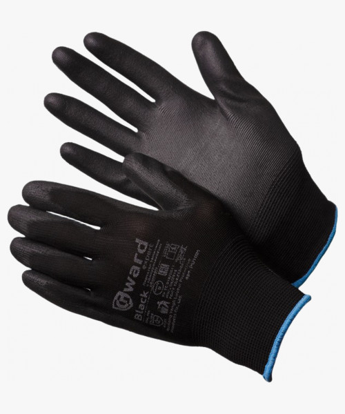 Перчатки Gward нейлоновые с полиуретановым покрытием, черный, PU1001