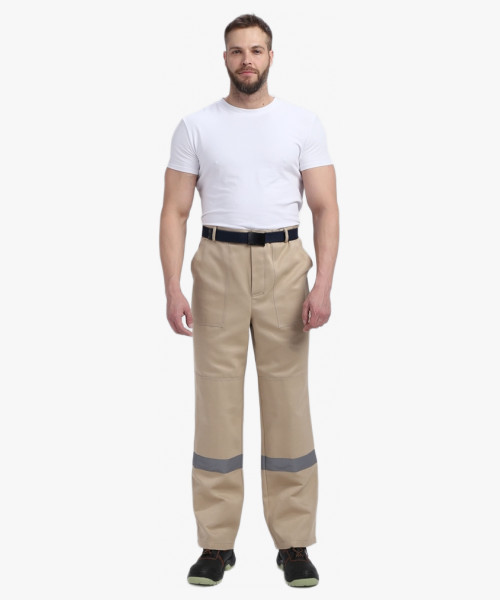 Костюм Лигор-1 СОП (тк.Смесовая,210) брюки, бежевый/т.серый