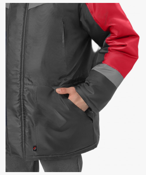 Куртка зимняя Лигор СОП (тк.OxLine,90), т.серый/красный