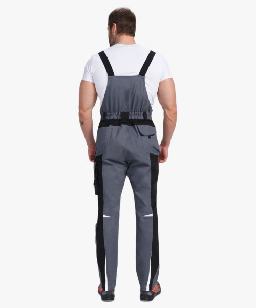 Костюм мужской летний ProfLineLeader-2 (тк.Хлопок/Спандекс,260) полукомбинезон, серый/черный