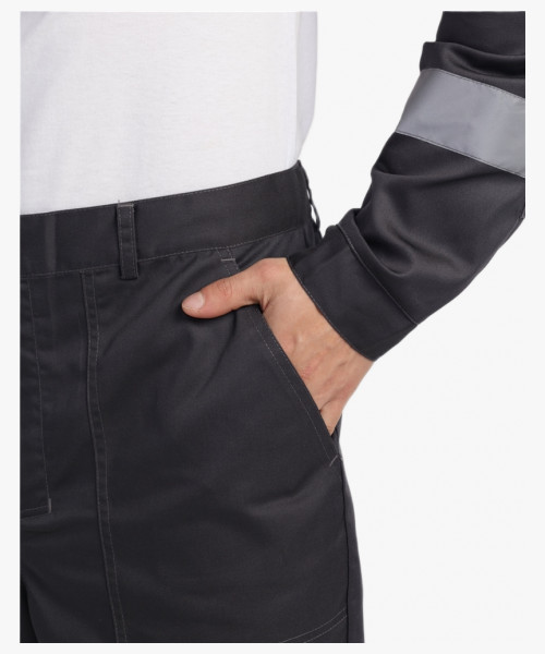 Костюм Лигор-1 Премиум СОП К. (тк.Смесовая,240) брюки, т.серый/красный