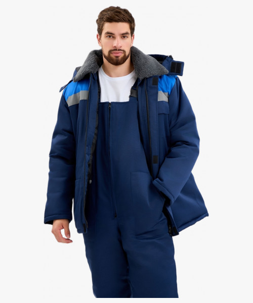 Костюм зимний Труженик-Ультра-2 СОП (тк.Смесовая,210) п/к, т.синий/васильковый