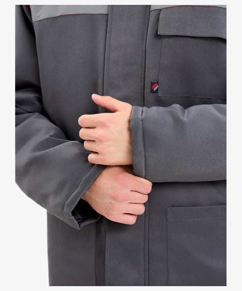 Костюм зимний Факел-Труженик-Ультра-1 СОП (тк.Смесовая,210) брюки, т.серый/красный