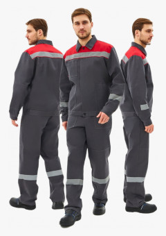 Костюм Липецк-1 СОП CH (тк.Смесовая,280) брюки, т.серый/красный