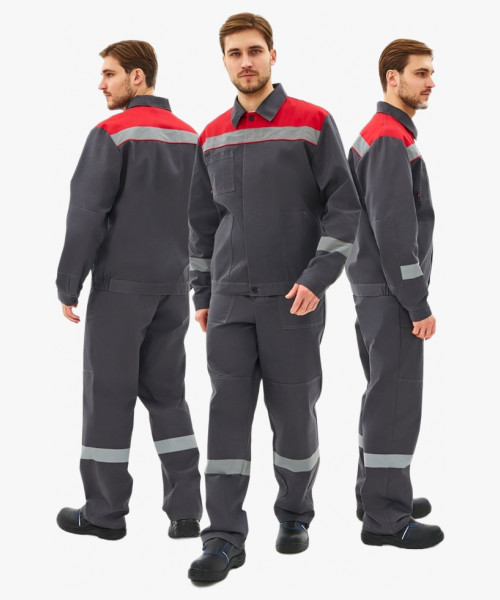 Костюм Липецк-1 СОП CH (тк.Смесовая,280) брюки, т.серый/красный