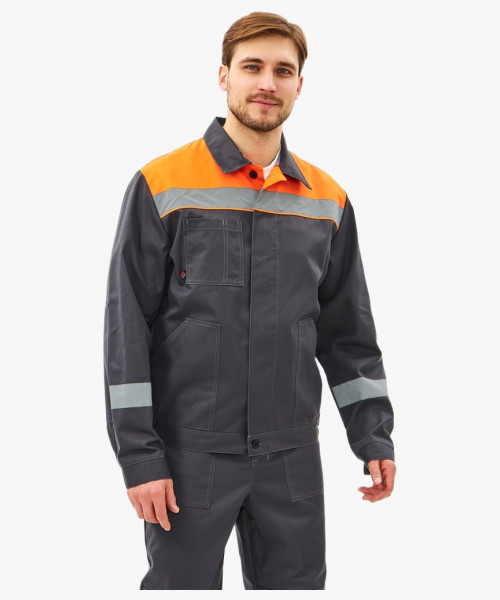 Костюм Липецк-1 СОП CH (тк.Смесовая,280) брюки, т.серый/оранжевый