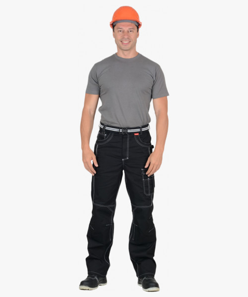 Брюки СИРИУС-ПРЕСТИЖ мужские летние черные, кант СВМ