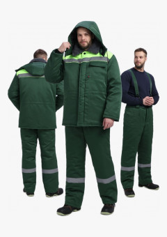 Костюм зимний Труженик-Ультра СОП (тк.Смесовая,210) брюки, т.зеленый/лимонный