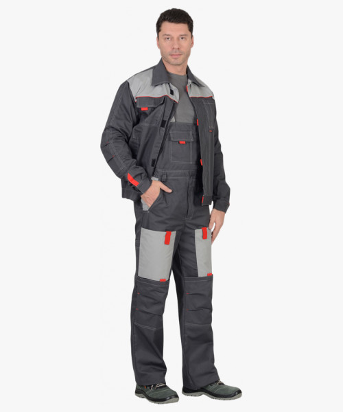 Костюм мужской летний СИРИУС-ФАВОРИТ куртка, п/к, т.серый со св.серым