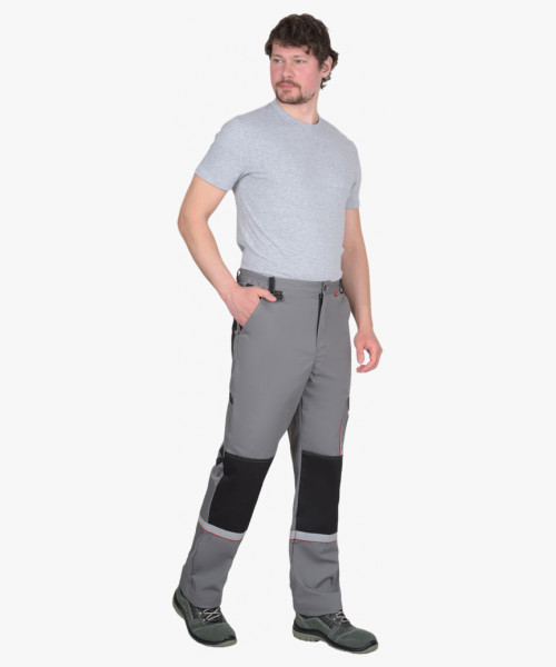 Брюки СИРИУС-СТАН ср-серые с черной и красной отделкой