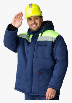 Куртка зимняя Экспертный-Люкс NEW (Смесовая, 210), темно-синий/лимонный