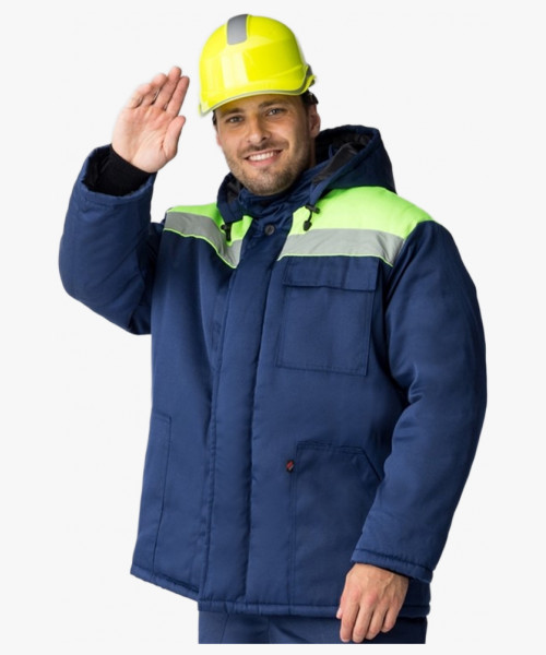 Куртка зимняя Экспертный-Люкс NEW (Смесовая, 210), темно-синий/лимонный