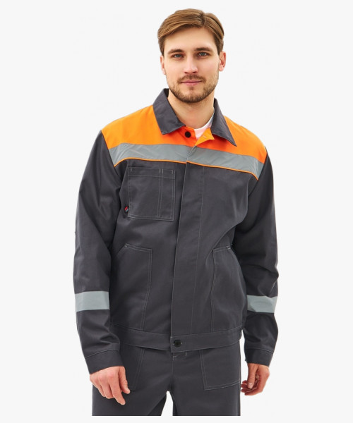 Костюм Липецк-1 СОП CH (тк.Смесовая,280) брюки, т.серый/оранжевый