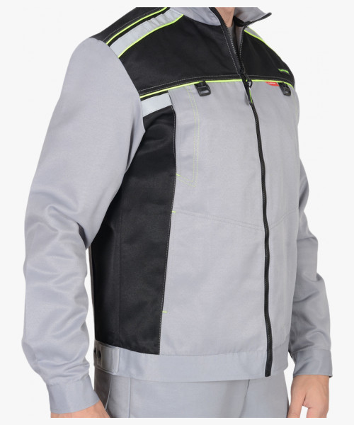 Костюм СИРИУС-ПРАКТИК куртка, п/к св. серый с черным