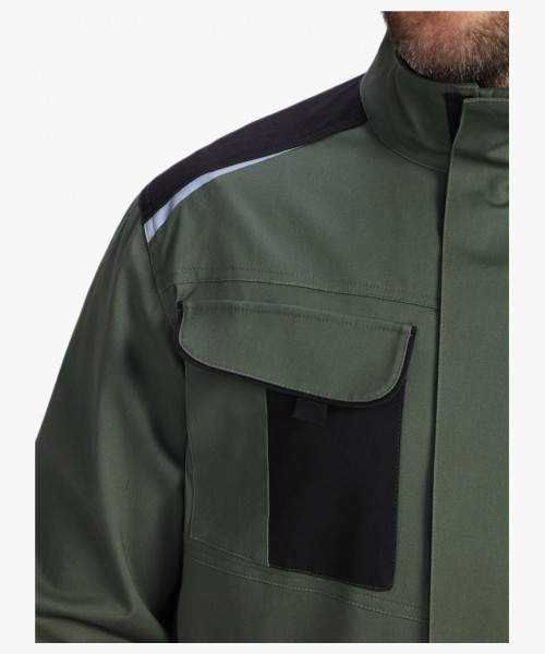 Костюм мужской летний ProfLineLeader-1 (тк.Хлопок/Спандекс,260) брюки, хаки/черный