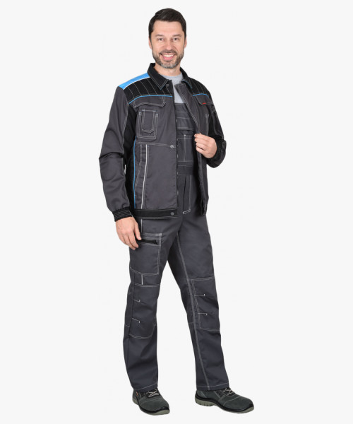 Костюм мужской летний СИРИУС-ПРЕСТИЖ куртка, п/к, серый, голубой