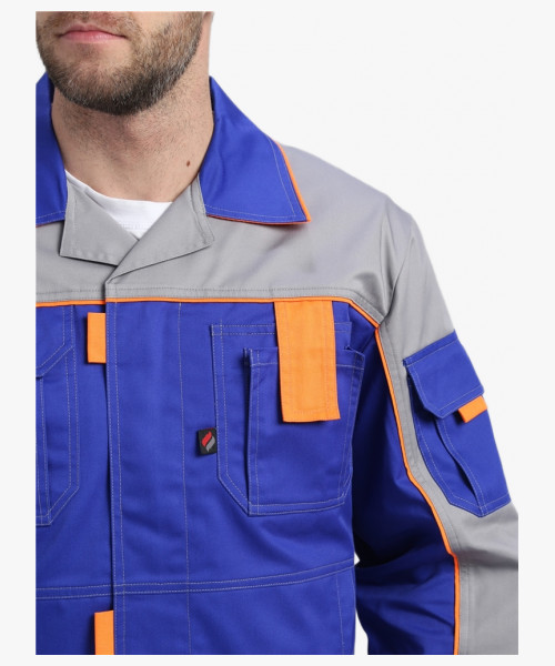 Костюм Драга-2 (тк.Смесовая МВО,240) п/к, васильковый/св.серый/оранжевый