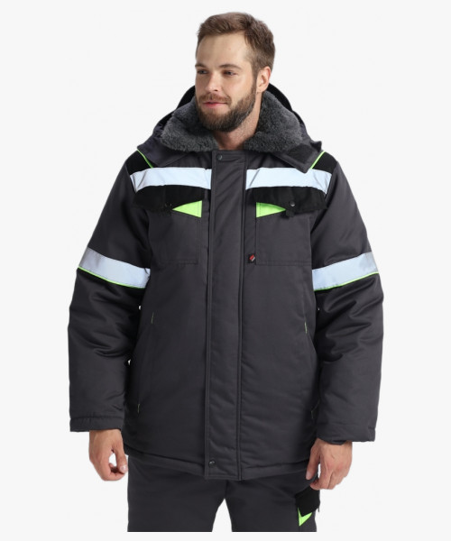 Костюм зимний Ховард (тк.Смесовая,240) п/к, т.серый/черный/лимонный