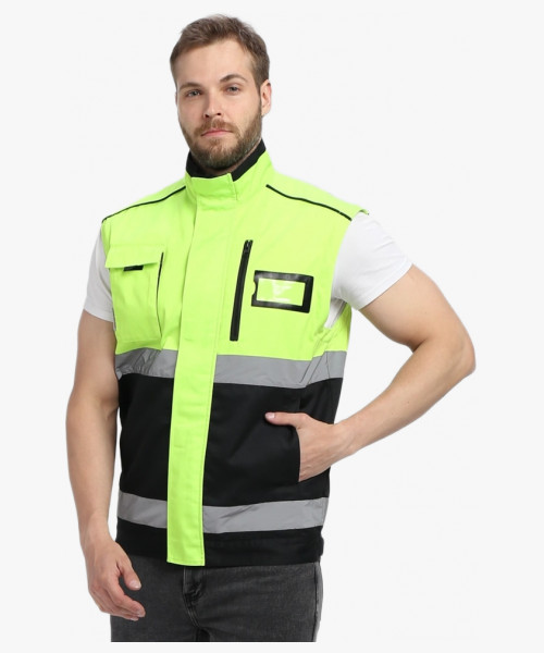 Куртка-трансформер сигнальная ProfLineSpecialist (тк.Смесовая МВО,240), желтый/черный