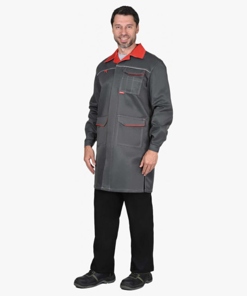 Халат СИРИУС-ФЛОРИДА мужской серый с красным