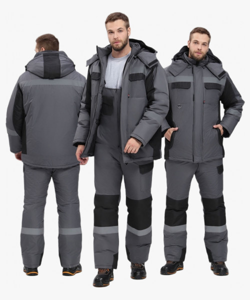 Костюм зимний Вектрон-2 СОП (тк.Таслан,135) п/к, т.серый/черный