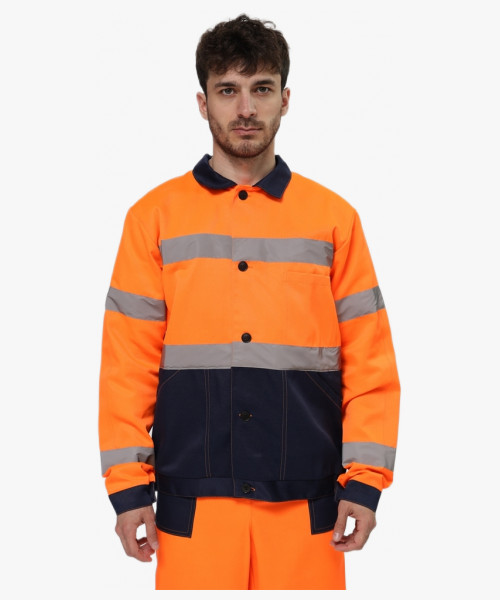 Костюм для дорожник Олимп (тк.Смесовая,210) п/к, оранжевый/т.синий